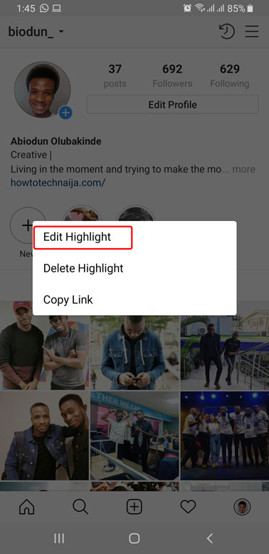 set instagram custom story highlight cover